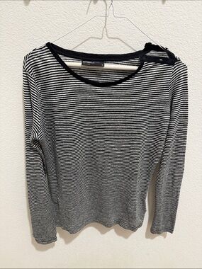 Porsche Design Black & White Striped Long Sleeve Top
